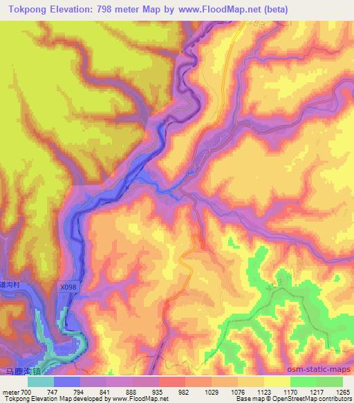 Tokpong,North Korea Elevation Map