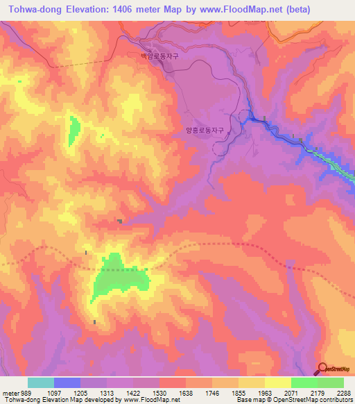 Tohwa-dong,North Korea Elevation Map