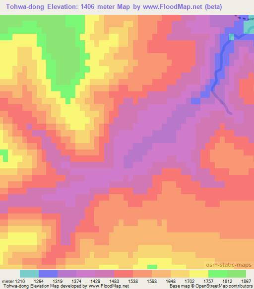Tohwa-dong,North Korea Elevation Map