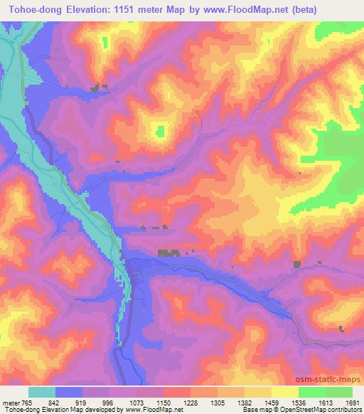 Tohoe-dong,North Korea Elevation Map