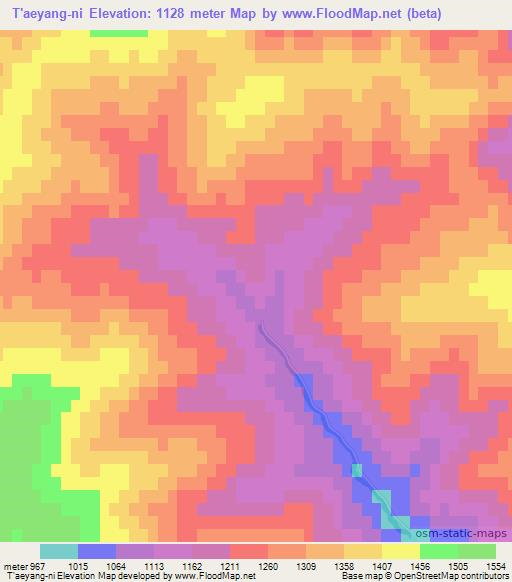 T'aeyang-ni,North Korea Elevation Map