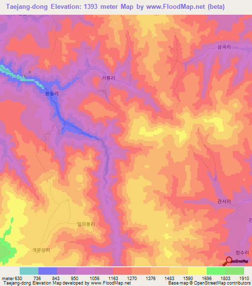 Taejang-dong,North Korea Elevation Map