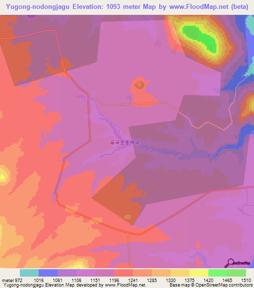 Yugong-nodongjagu,North Korea Elevation Map