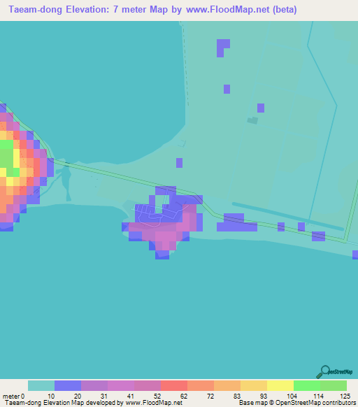 Taeam-dong,North Korea Elevation Map