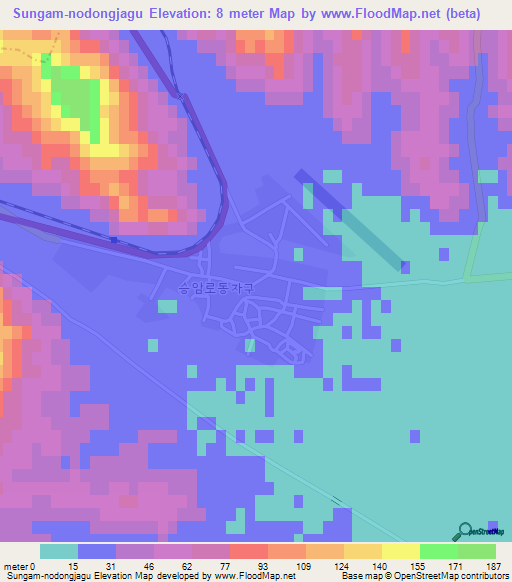 Sungam-nodongjagu,North Korea Elevation Map