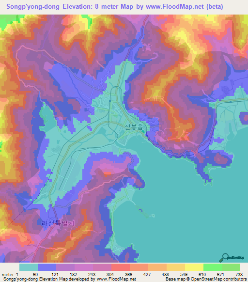 Songp'yong-dong,North Korea Elevation Map