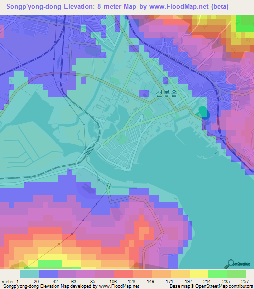 Songp'yong-dong,North Korea Elevation Map