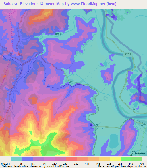 Sahoe-ri,North Korea Elevation Map