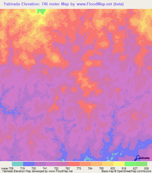 Yabirada,Congo (Kinshasa) Elevation Map