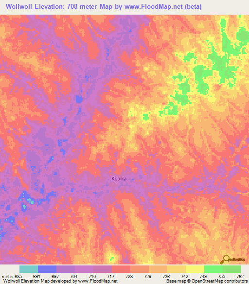 Woliwoli,Congo (Kinshasa) Elevation Map