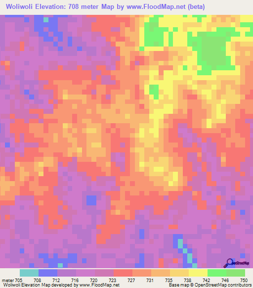Woliwoli,Congo (Kinshasa) Elevation Map