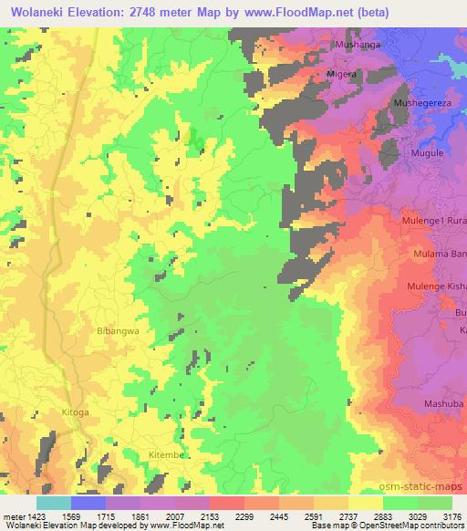 Wolaneki,Congo (Kinshasa) Elevation Map