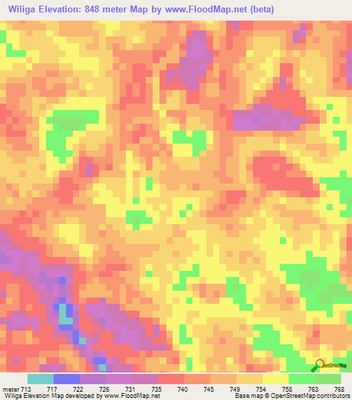 Wiliga,Congo (Kinshasa) Elevation Map