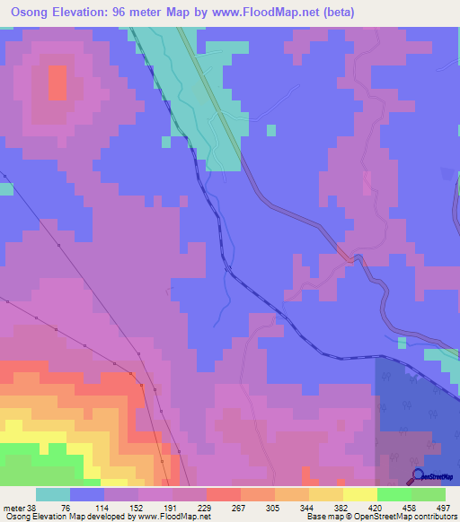 Osong,North Korea Elevation Map