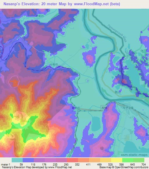 Nasanp'o,North Korea Elevation Map