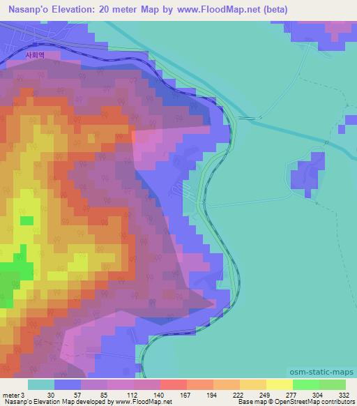 Nasanp'o,North Korea Elevation Map