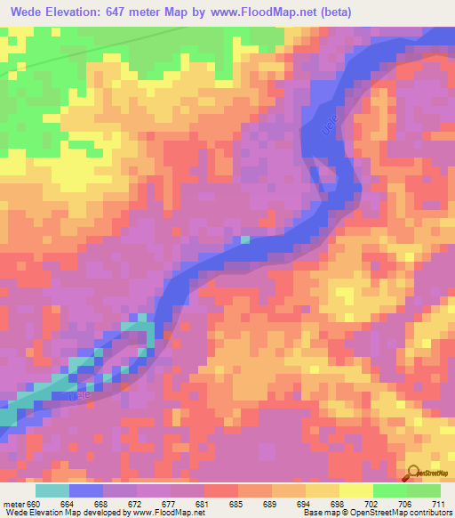 Wede,Congo (Kinshasa) Elevation Map