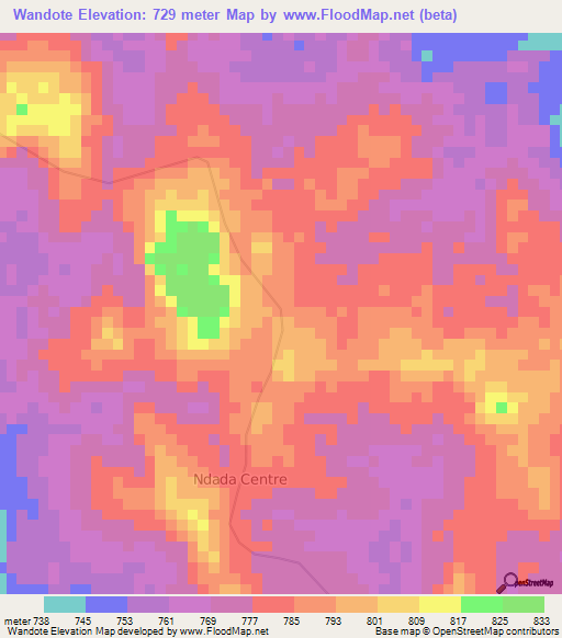 Wandote,Congo (Kinshasa) Elevation Map