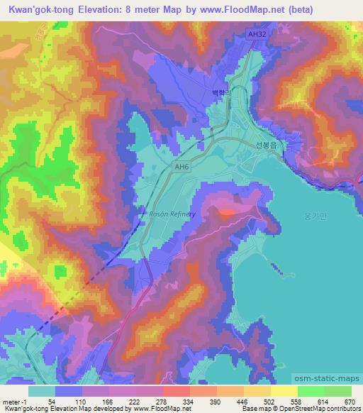 Kwan'gok-tong,North Korea Elevation Map