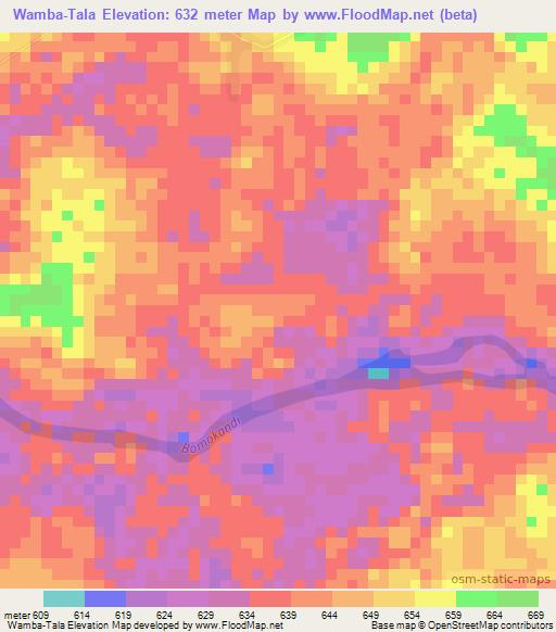 Wamba-Tala,Congo (Kinshasa) Elevation Map