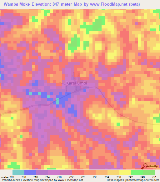 Wamba-Moke,Congo (Kinshasa) Elevation Map