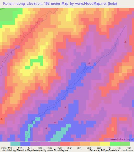 Konch'i-dong,North Korea Elevation Map