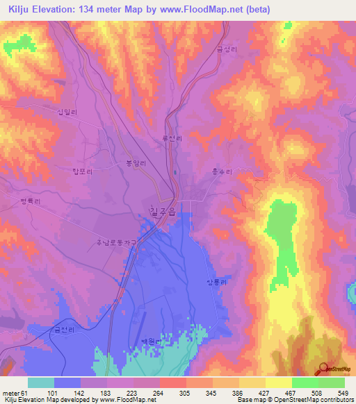 Kilju,North Korea Elevation Map