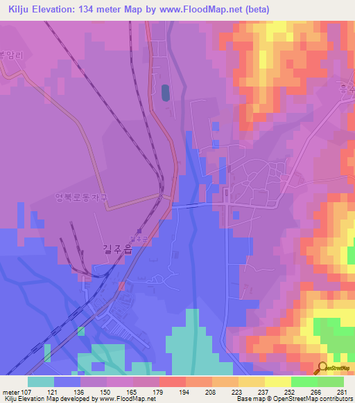 Kilju,North Korea Elevation Map