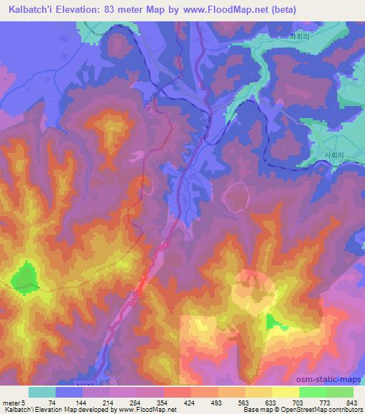 Kalbatch'i,North Korea Elevation Map