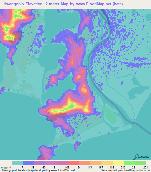 Hwangop'o,North Korea Elevation Map
