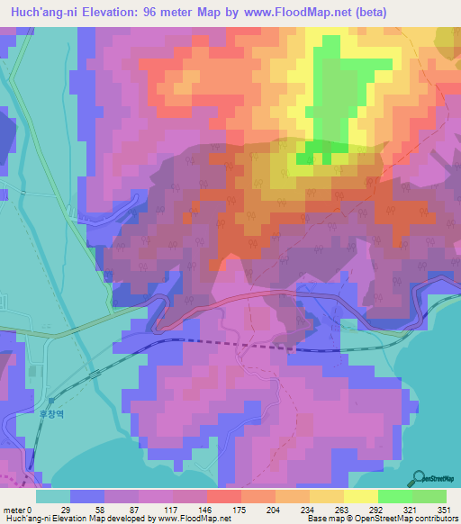 Huch'ang-ni,North Korea Elevation Map