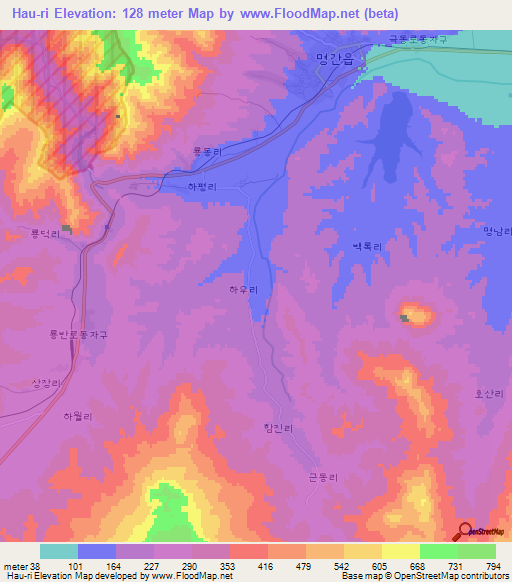 Hau-ri,North Korea Elevation Map