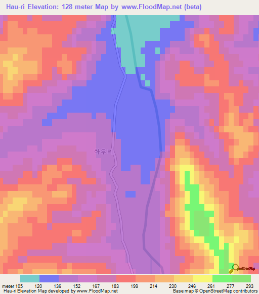 Hau-ri,North Korea Elevation Map