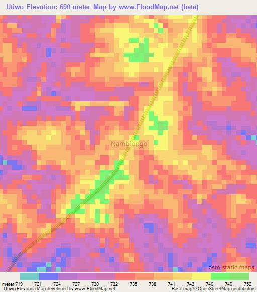 Utiwo,Congo (Kinshasa) Elevation Map