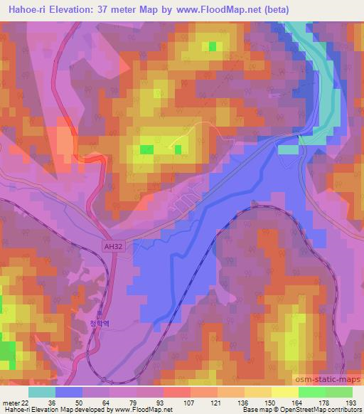 Hahoe-ri,North Korea Elevation Map