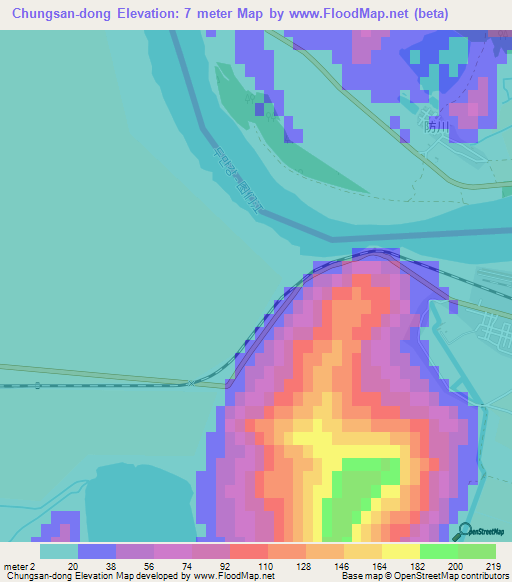 Chungsan-dong,North Korea Elevation Map