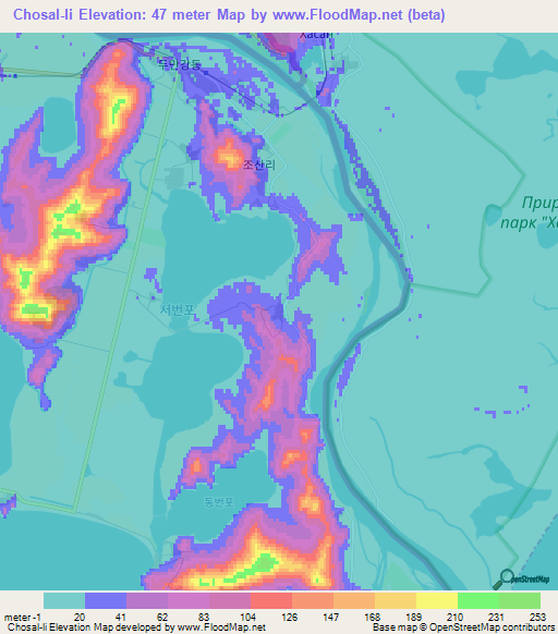 Chosal-li,North Korea Elevation Map