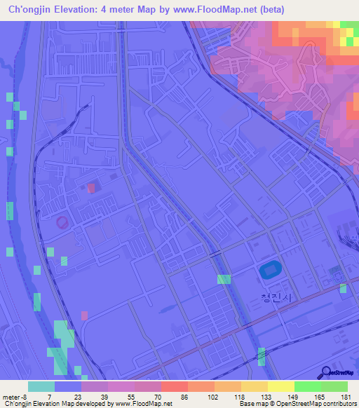 Ch'ongjin,North Korea Elevation Map