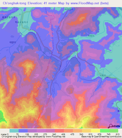 Ch'onghak-tong,North Korea Elevation Map