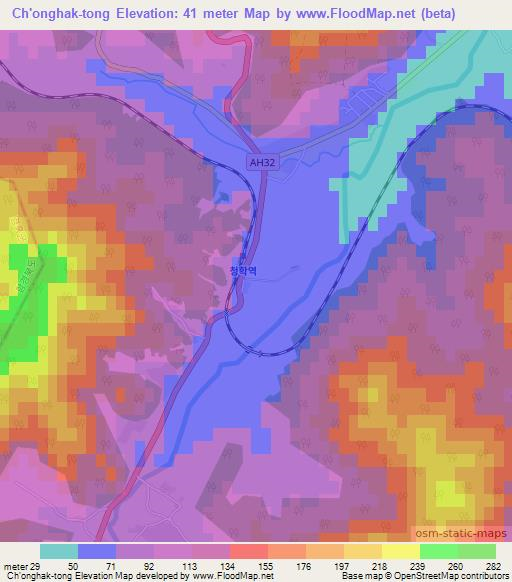 Ch'onghak-tong,North Korea Elevation Map