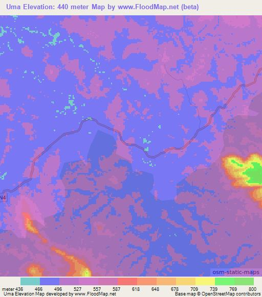Uma,Congo (Kinshasa) Elevation Map