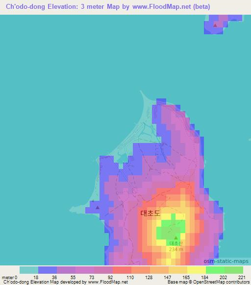 Ch'odo-dong,North Korea Elevation Map