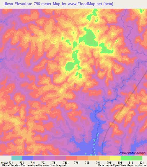 Ukwa,Congo (Kinshasa) Elevation Map