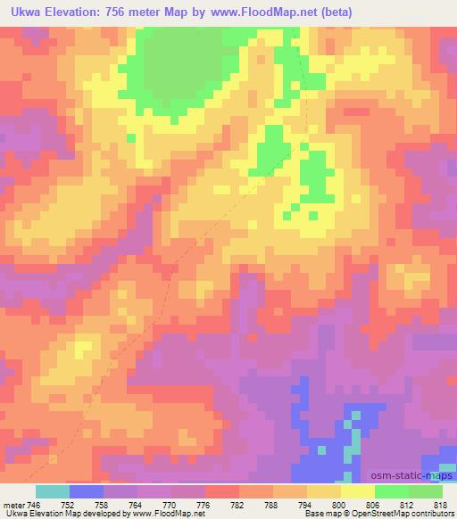 Ukwa,Congo (Kinshasa) Elevation Map