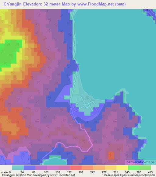 Ch'angjin,North Korea Elevation Map