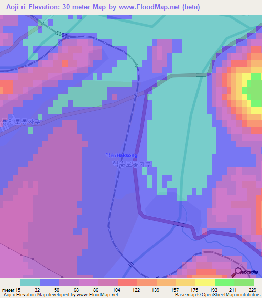Aoji-ri,North Korea Elevation Map