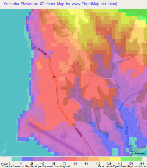 Yoneoka,Japan Elevation Map