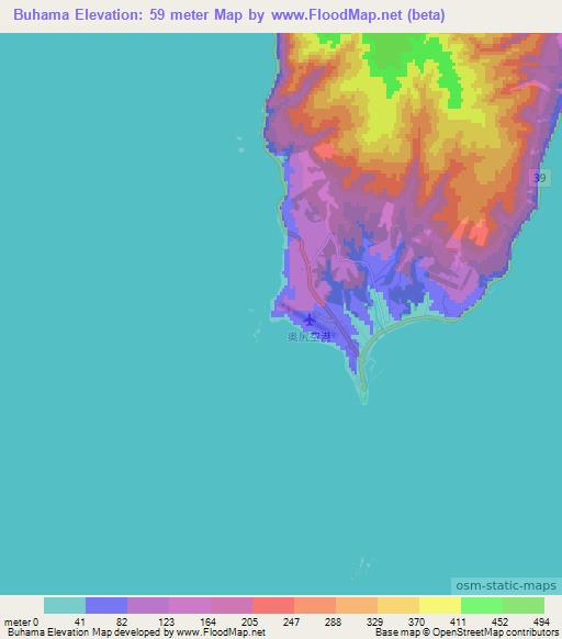 Buhama,Japan Elevation Map