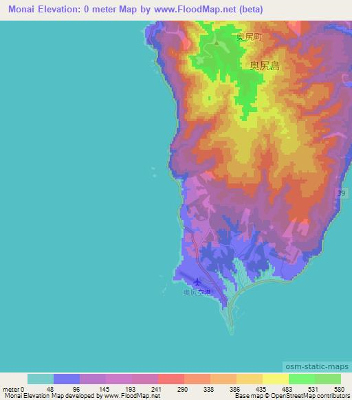 Monai,Japan Elevation Map