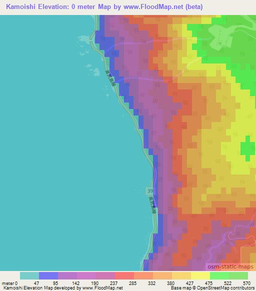 Kamoishi,Japan Elevation Map